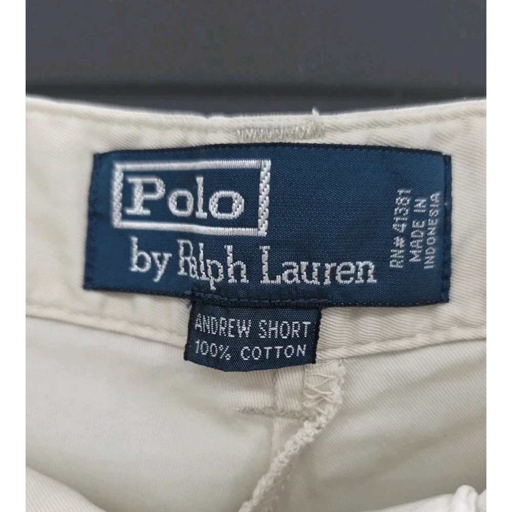 Vintage 90s Polo Ralph Lauren Andrew Shorts Mens 36 Khaki Cotton Preppy